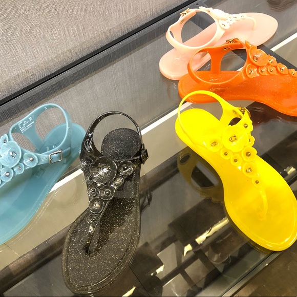 coach tea rose jelly sandals